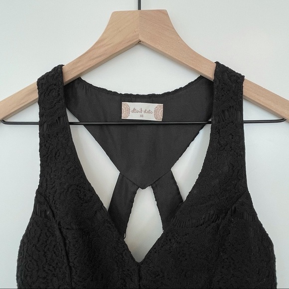 Altar’d State Black Cut Out Mini Dress Lace Strappy Fit N Flare Sleeveless XS - Picture 11 of 12